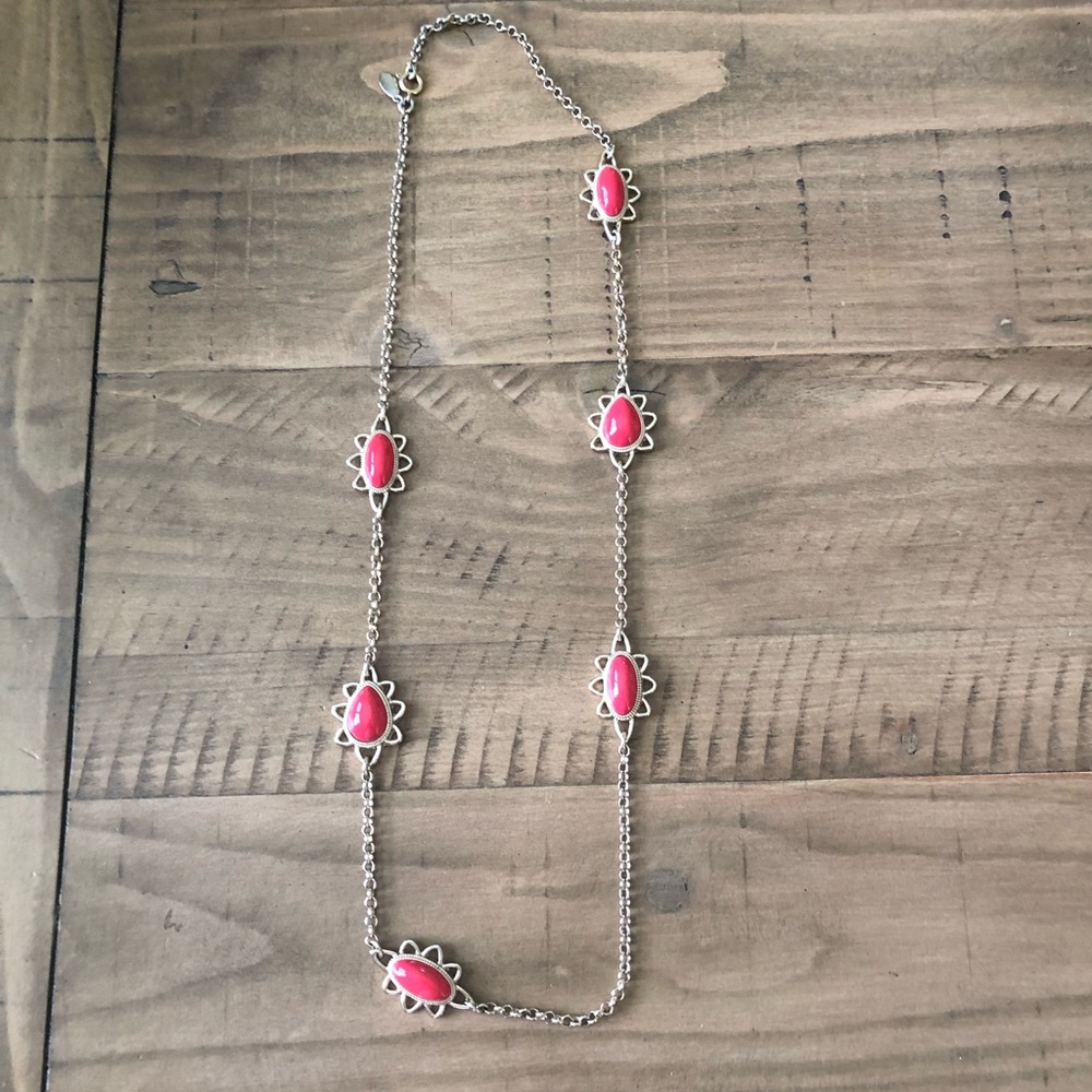 Ann Taylor Long Red Necklace